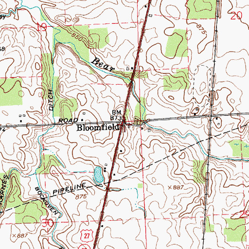 Topographic Map of Bloomfield, IN
