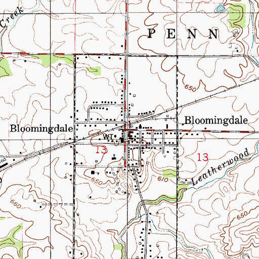 Topographic Map of Bloomingdale, IN
