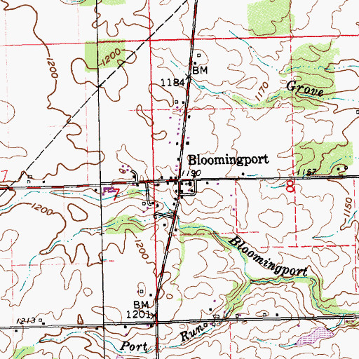 Topographic Map of Bloomingport, IN