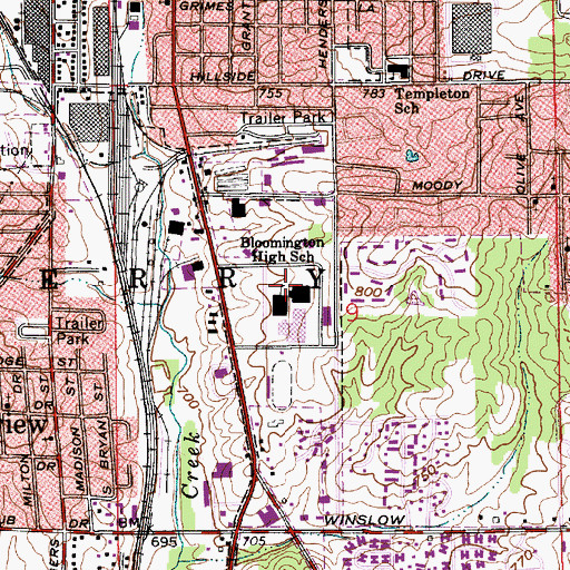 Topographic Map of Bloomington South High School, IN