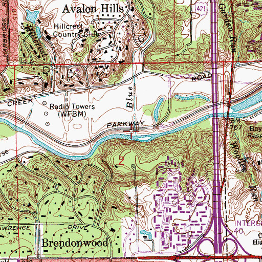 Topographic Map of Blue Creek, IN