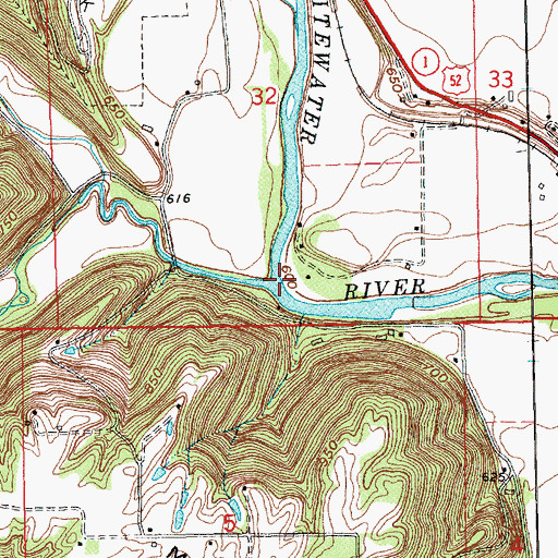 Topographic Map of Blue Creek, IN