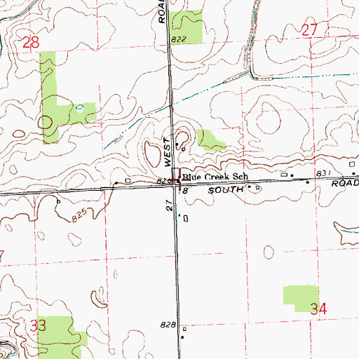 Topographic Map of Blue Creek Amish School, IN