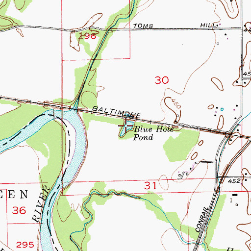 Topographic Map of Blue Hole Pond, IN