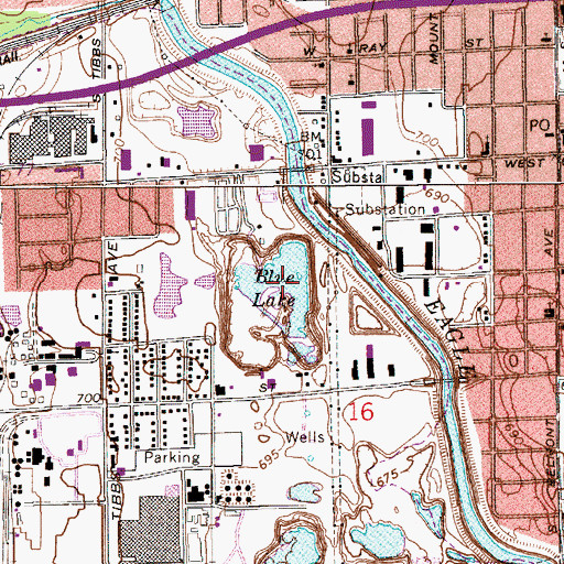 Topographic Map of Blue Lake, IN