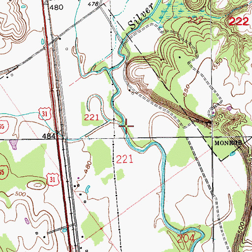 Topographic Map of Blue Lick Creek, IN