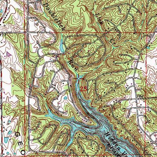 Topographic Map of Blue Lick Creek, IN