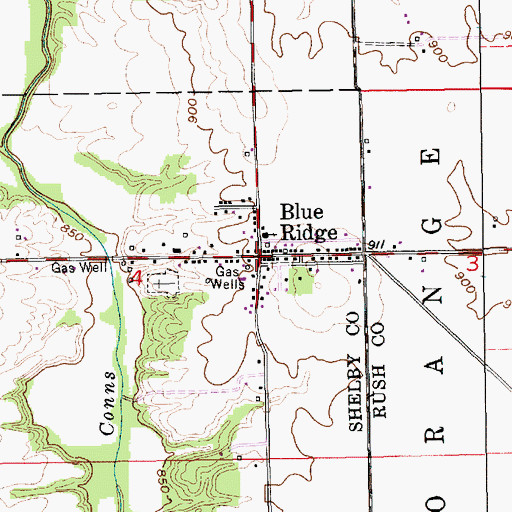 Topographic Map of Blue Ridge, IN