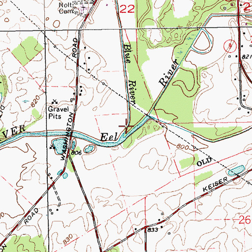 Topographic Map of Blue River, IN