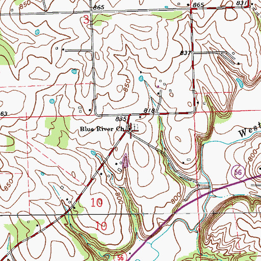 Topographic Map of Blue River Church, IN
