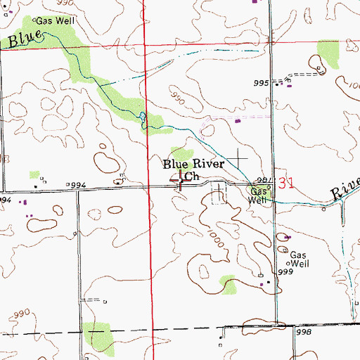 Topographic Map of Blue River Church, IN