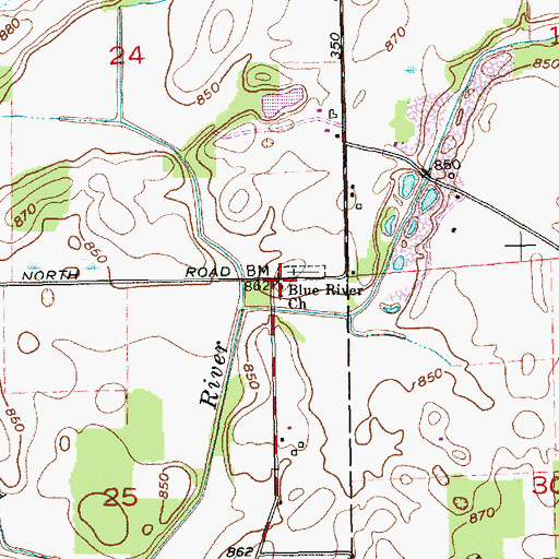 Topographic Map of Blue River Church, IN