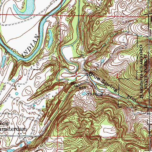 Topographic Map of Blue Spring Hollow, IN