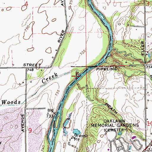 Topographic Map of Blue Woods Creek, IN