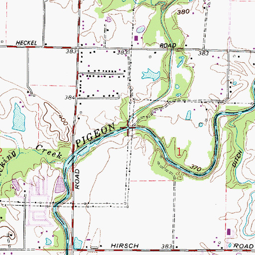 Topographic Map of Bluegrass Creek, IN
