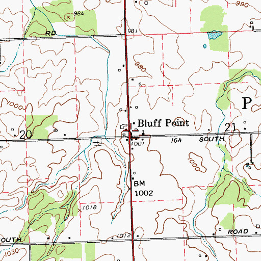 Topographic Map of Bluff Point, IN