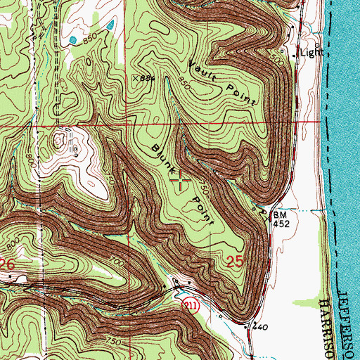 Topographic Map of Blunk Point, IN