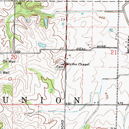 Topographic Map of Blythe Chapel, IN