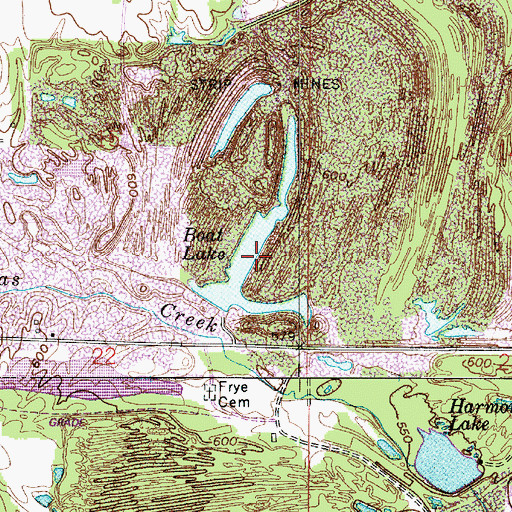 Topographic Map of Boat Lake, IN