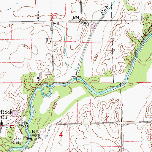 Topographic Map of Bob Creek, IN