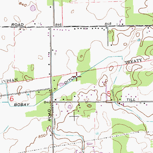 Topographic Map of Bobay Ditch, IN