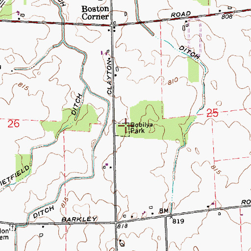 Topographic Map of Bobilya Park, IN