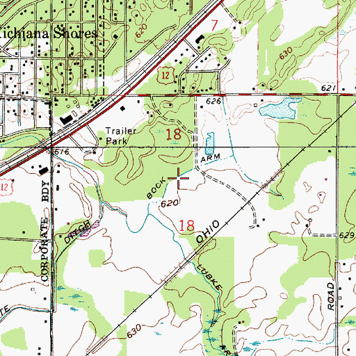 Topographic Map of Bock Arm, IN