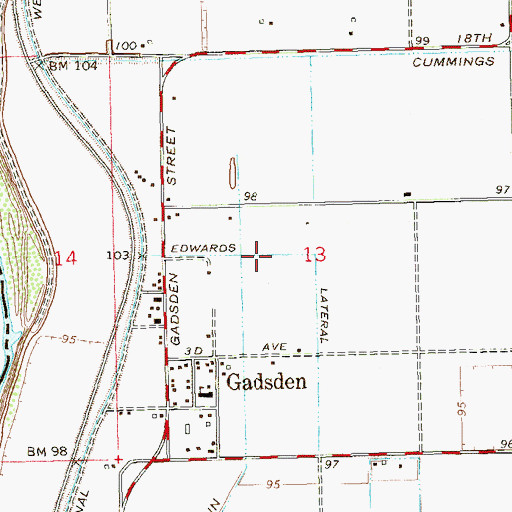 Topographic Map of Edwards Lateral, AZ