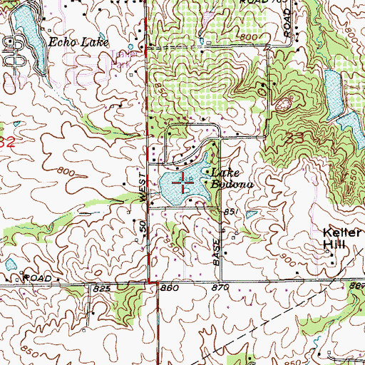Topographic Map of Lake Bodona, IN