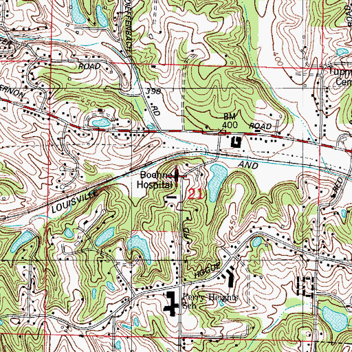 Topographic Map of Boehne Hospital (historical), IN
