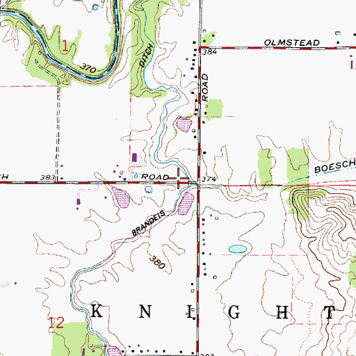 Topographic Map of Boesche Ditch, IN