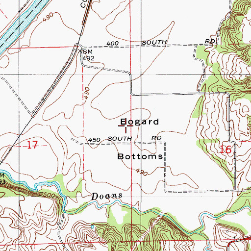 Topographic Map of Bogard Bottoms, IN