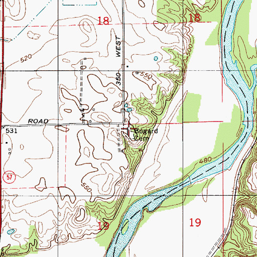Topographic Map of Bogard Cemetery, IN