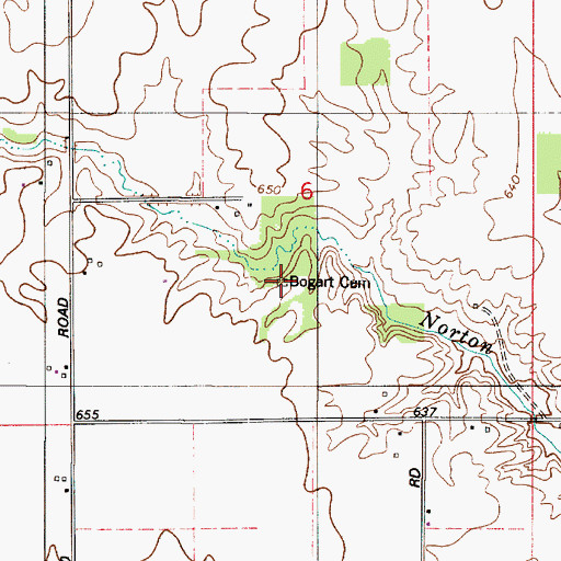 Topographic Map of Bogart Cemetery, IN