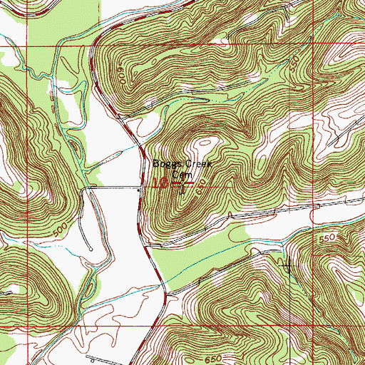 Topographic Map of Boggs Creek Cemetery, IN