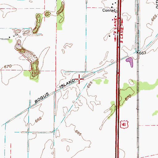 Topographic Map of Bogus Island Ditch, IN
