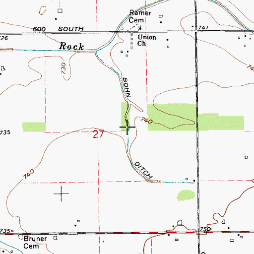 Topographic Map of Bohn Ditch, IN