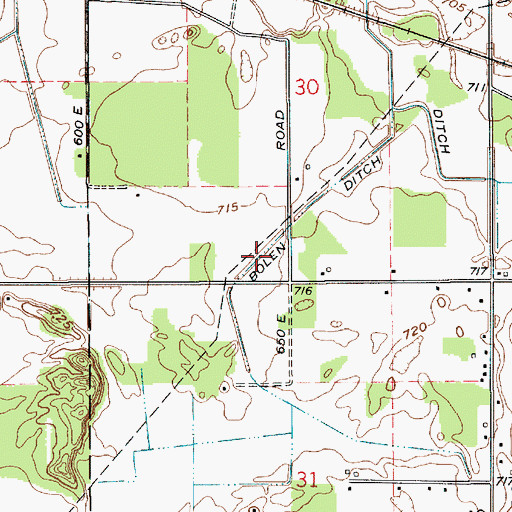 Topographic Map of Bolen Ditch, IN