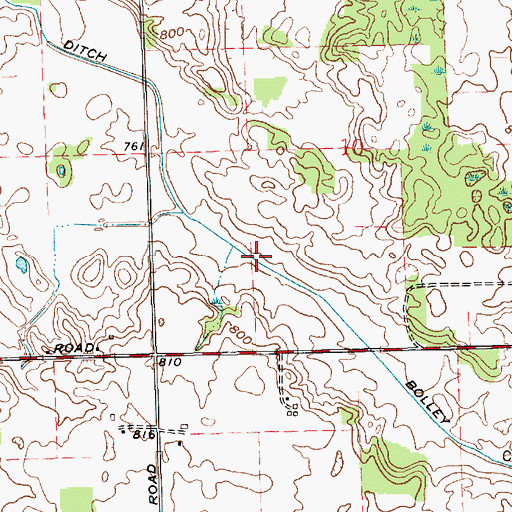 Topographic Map of Bolley Ditch, IN