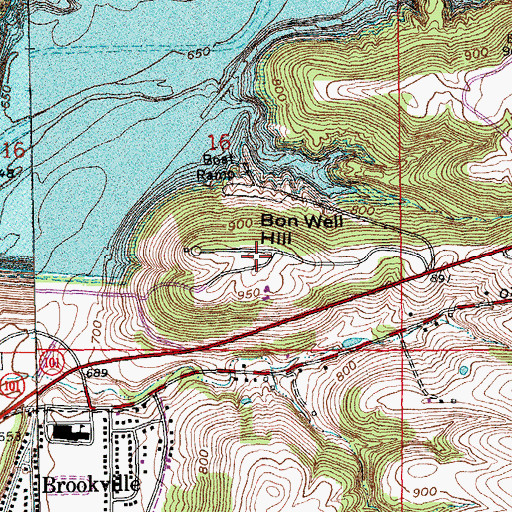 Topographic Map of Bon Well Hill, IN