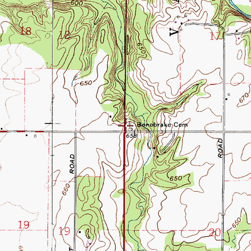 Topographic Map of Bonebrake Cemetery, IN