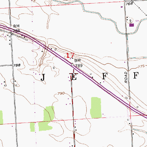 Topographic Map of Bonjour Ditch, IN