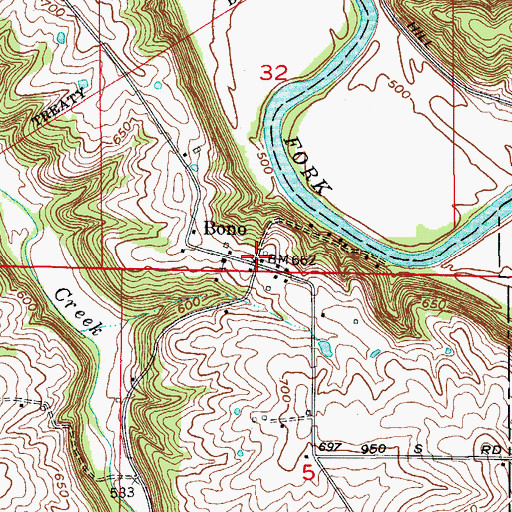 Topographic Map of Bono, IN