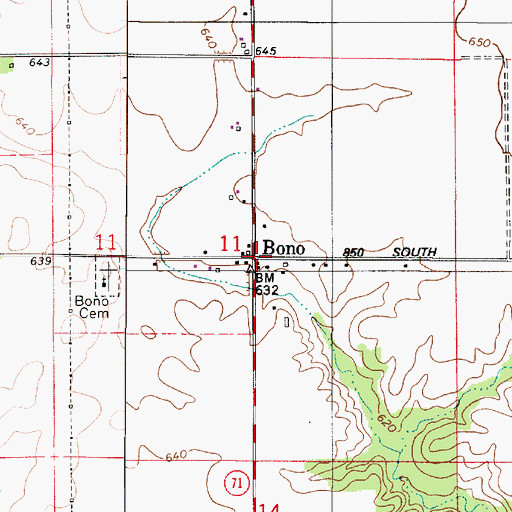 Topographic Map of Bono, IN