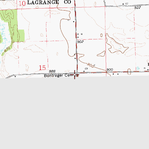 Topographic Map of Bontrager Cemetery, IN