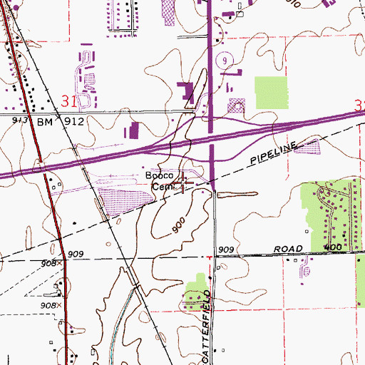 Topographic Map of Bucco Cemetery, IN
