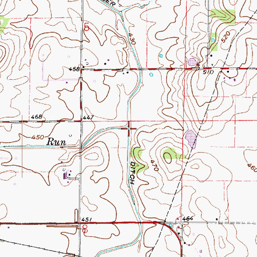 Topographic Map of Book Run, IN