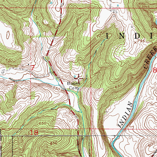 Topographic Map of Boone Cemetery, IN