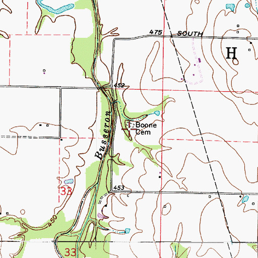 Topographic Map of Boone Cemetery, IN
