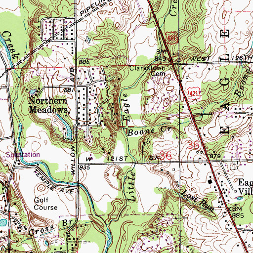 Topographic Map of Boone Creek, IN